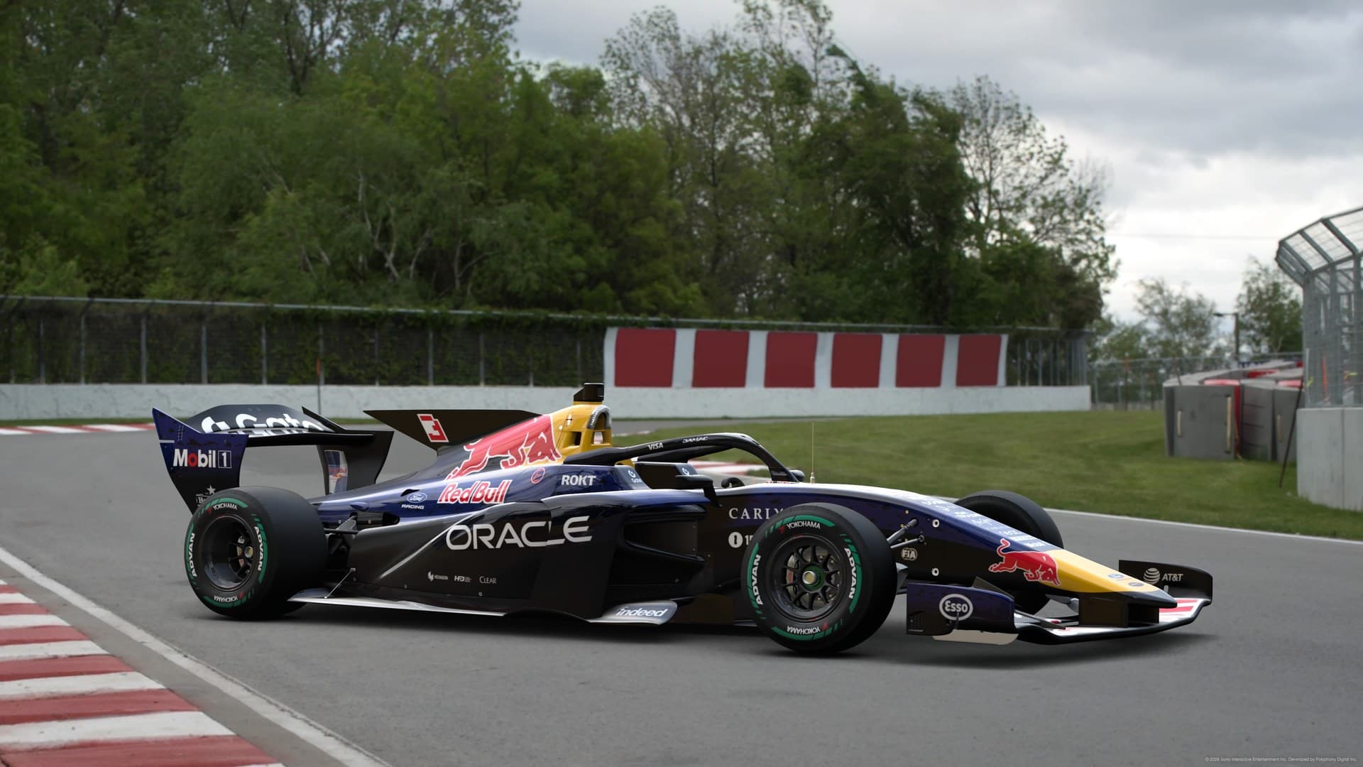 Formula race car driving through a circuit corner
